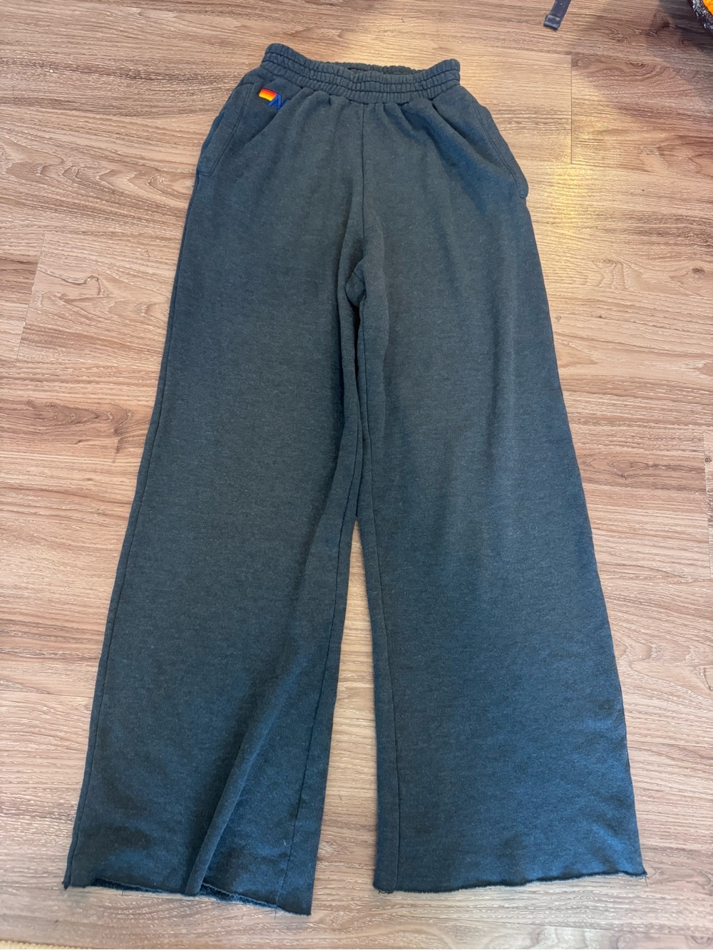 Aviator Nation Navy Heather Wide-Leg Sweatpants